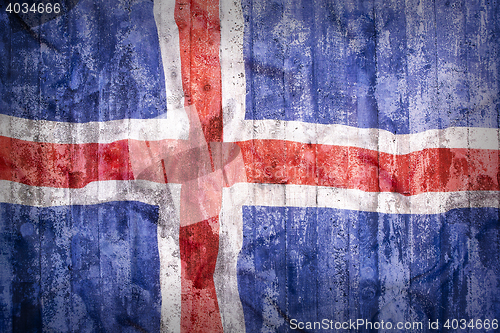 Image of Grunge style of Iceland flag on a brick wall