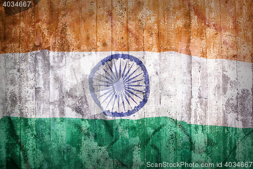 Image of Grunge style of India flag on a brick wall