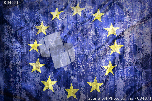 Image of Grunge style of European Union flag on a brick wall