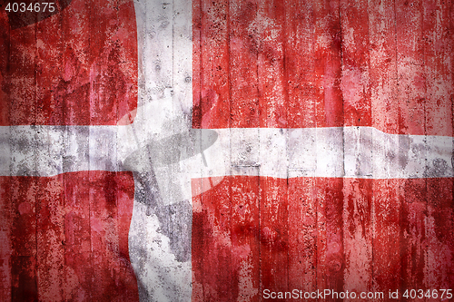 Image of Grunge style of Denmark flag on a brick wall