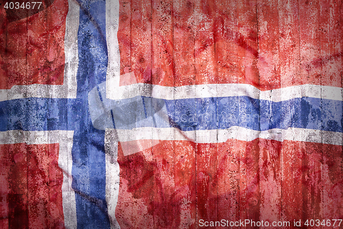 Image of Grunge style of Norway flag on a brick wall