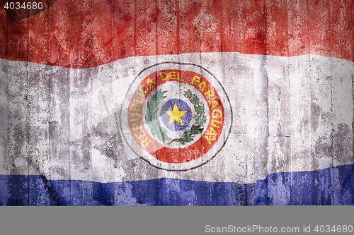 Image of Grunge style of Paraguay flag on a brick wall