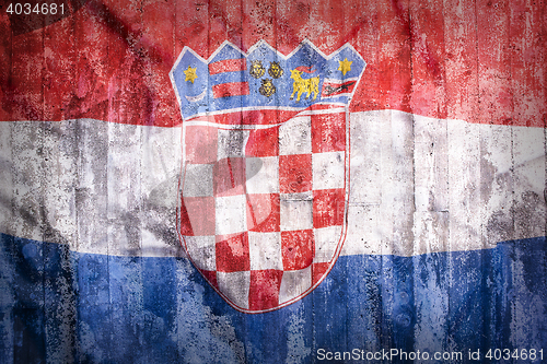 Image of Grunge style of Croatia flag on a brick wall