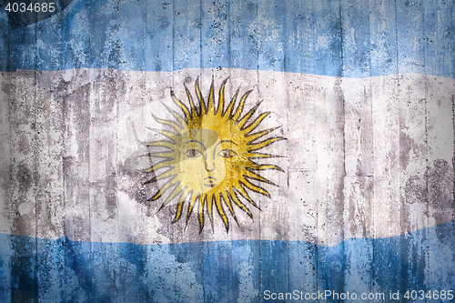 Image of Grunge style of Argentina flag on a brick wall