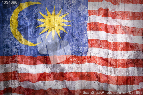 Image of Grunge style of Malaysia flag on a brick wall