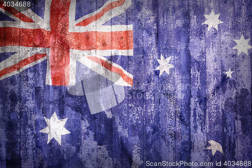 Image of Grunge style of Australia flag on a brick wall