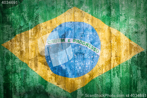 Image of Grunge style of Brazil flag on a brick wall