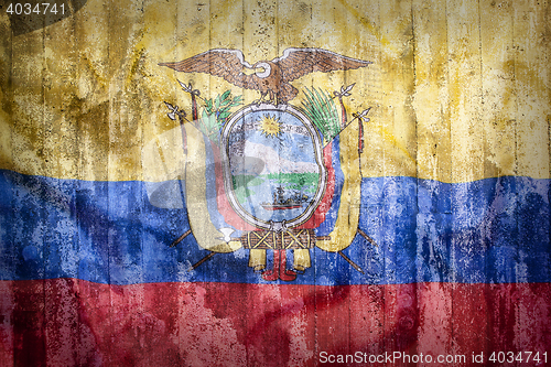 Image of Grunge style of Ecuador flag on a brick wall  
