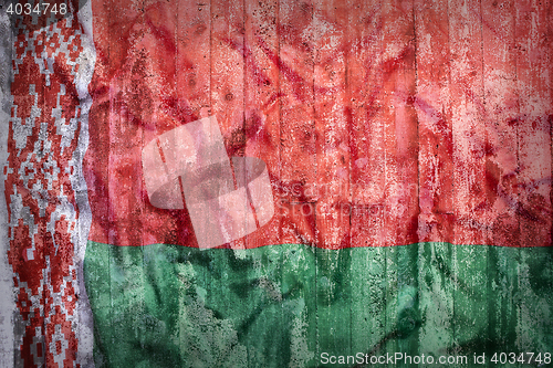 Image of Grunge style of Belarus flag on a brick wall  