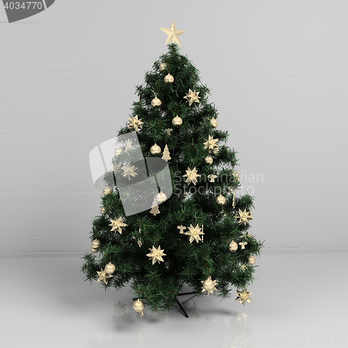Image of Christmas tree in room