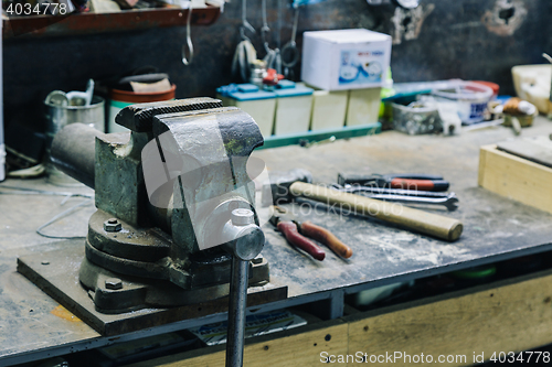 Image of Measuring tool with metal bars on table