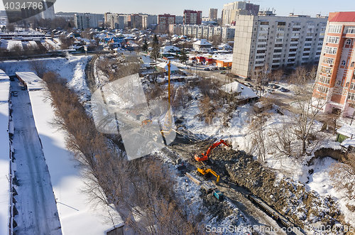 Image of Strengthening of stream embankment. Tyumen. Russia