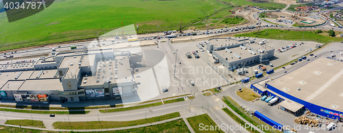 Image of Road construction and shopping centers. Tyumen