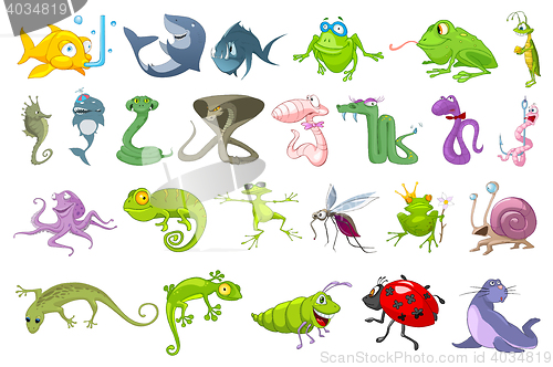 Image of Vector set of animals illustrations.
