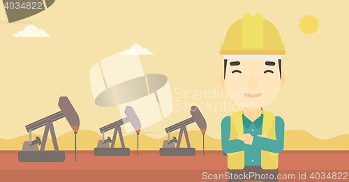 Image of Cnfident oil worker vector illustration.
