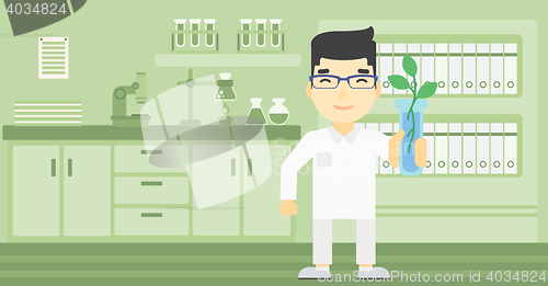 Image of Scientist with test tube vector illustration.