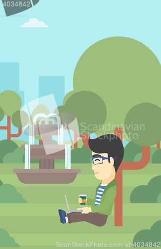 Image of Student using laptop for education.