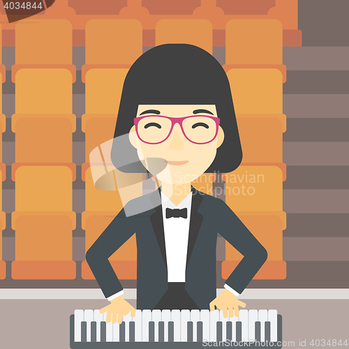 Image of Woman playing piano vector illustration.