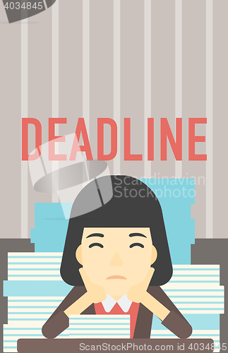 Image of Business woman having problem with deadline.