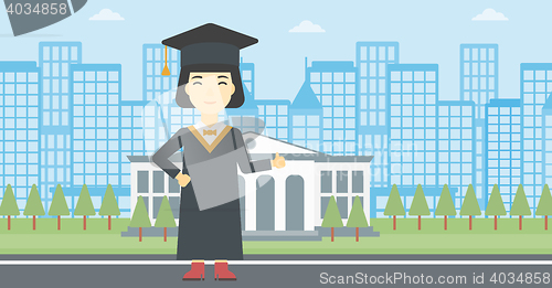 Image of Graduate giving thumb up vector illustration.