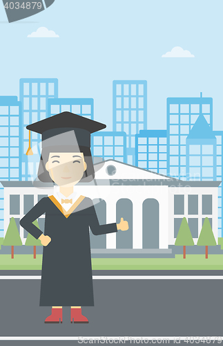 Image of Graduate giving thumb up vector illustration.