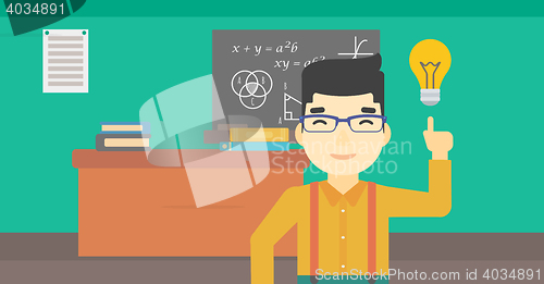 Image of Student pointing at light bulb vector illustration