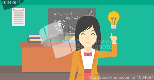 Image of Student pointing at light bulb vector illustration