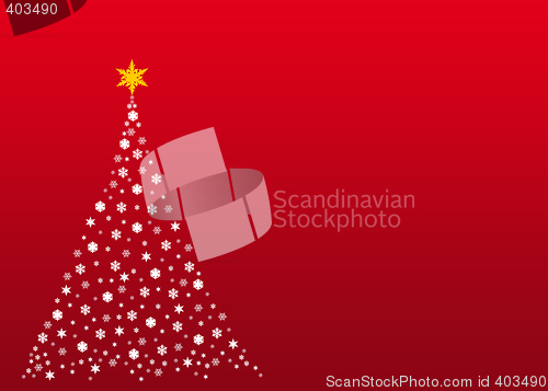 Image of White christmas tree on red