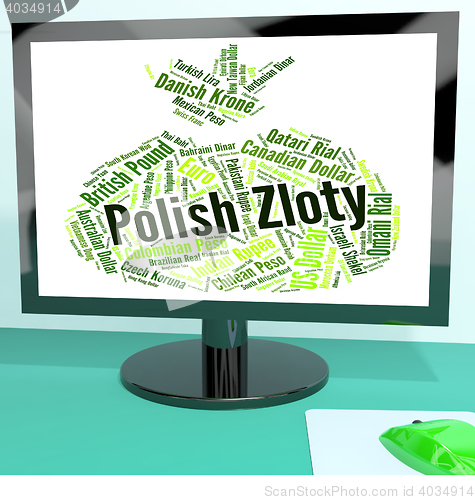 Image of Polish Zloty Indicates Foreign Currency And Banknote