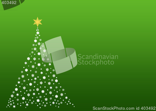 Image of White christmas tree on green