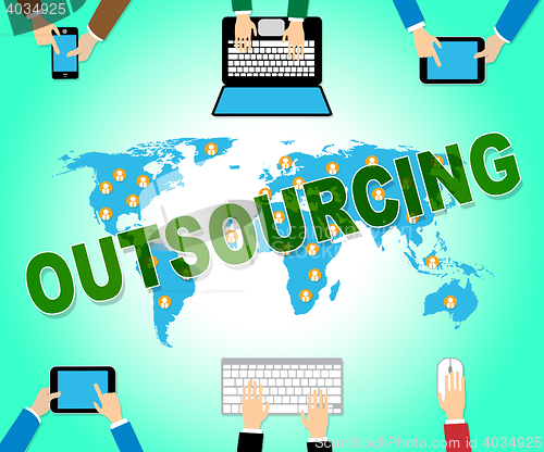 Image of Outsourcing Online Represents Web Site And Contractor