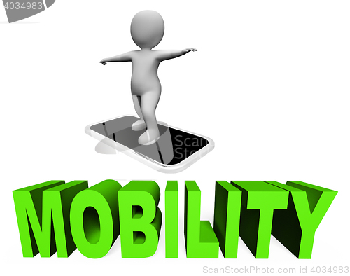 Image of Online Mobility Means Mobile Phone And Cellphones 3d Rendering