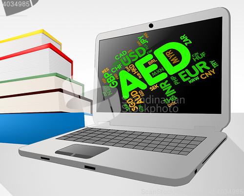 Image of Aed Currency Indicates United Arab Emirates And Dirham
