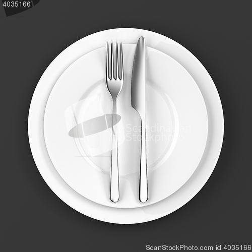 Image of Fork and knife with plates