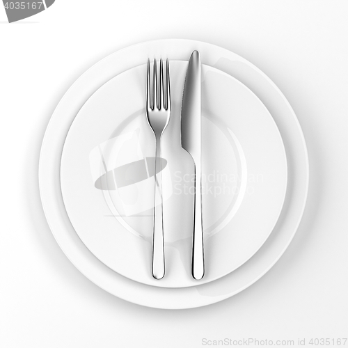 Image of Fork and knife with plates