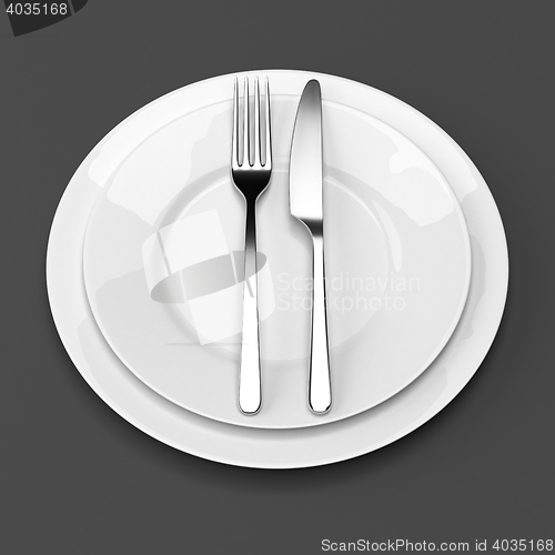 Image of Fork and knife with plates