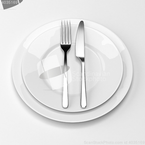 Image of Fork and knife with plates