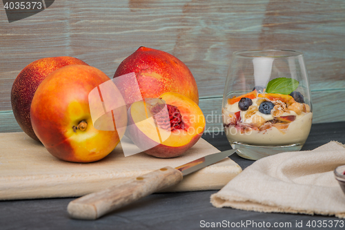 Image of Cream and peach desert