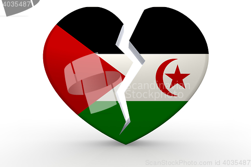 Image of Broken white heart shape with Western Sahara flag