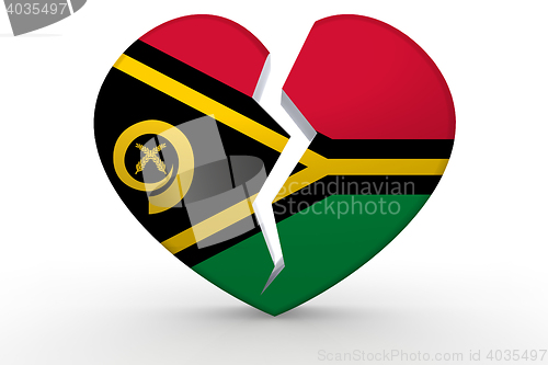 Image of Broken white heart shape with Vanuatu flag