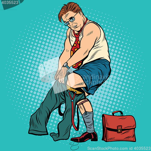 Image of Pop art retro man wears pants