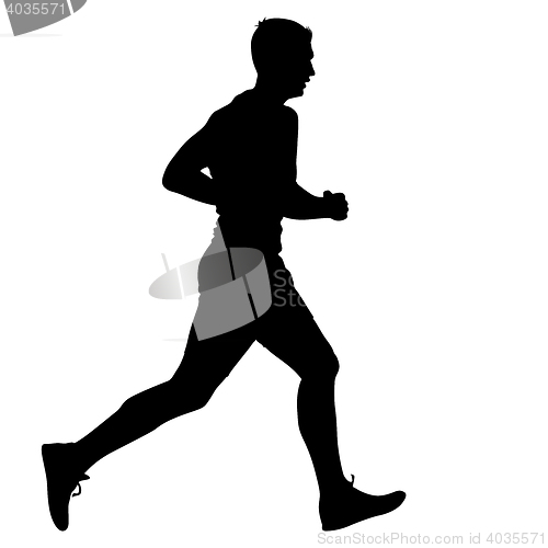 Image of Silhouettes Runners on sprint, men. illustration.