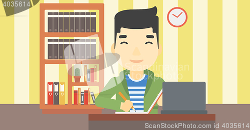 Image of Student using laptop for education.