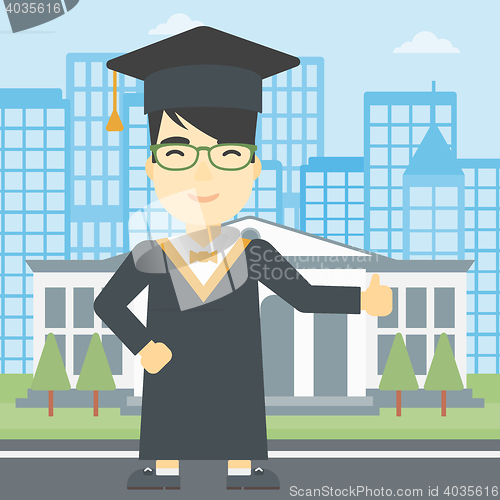 Image of Graduate giving thumb up vector illustration.
