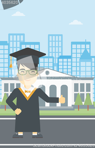 Image of Graduate giving thumb up vector illustration.
