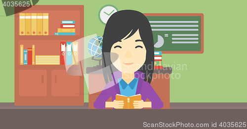 Image of Student reading book vector illustration.