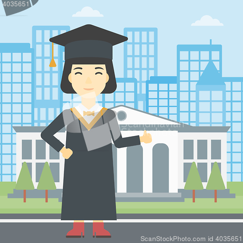 Image of Graduate giving thumb up vector illustration.