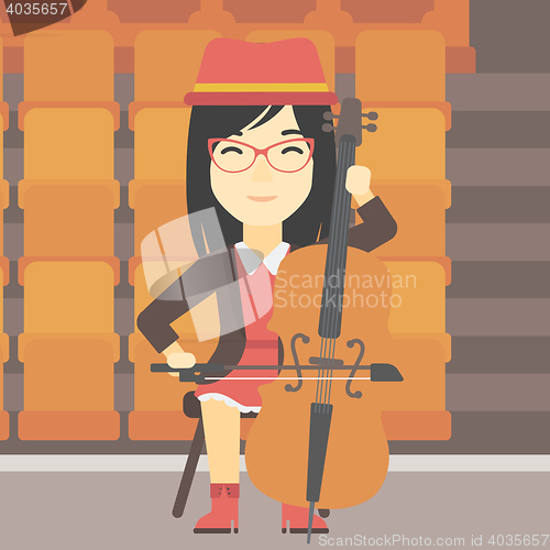 Image of Woman playing cello vector illustration.