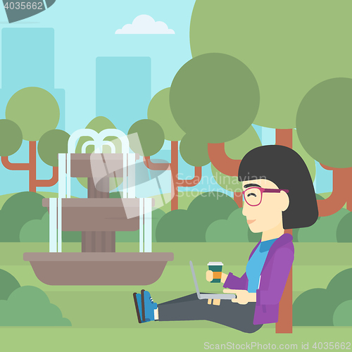 Image of Student using laptop for education.