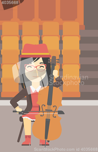 Image of Woman playing cello vector illustration.